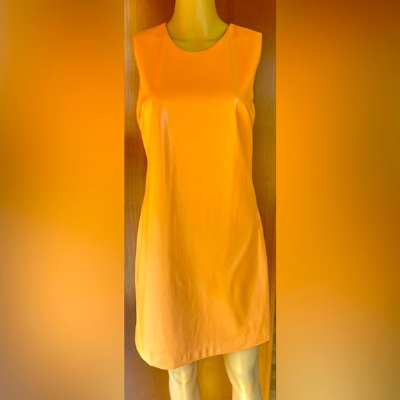 NWOT House of Harlow, Vegan Leather Papaya/Orange Dress Size Small - Picture 2 of 10